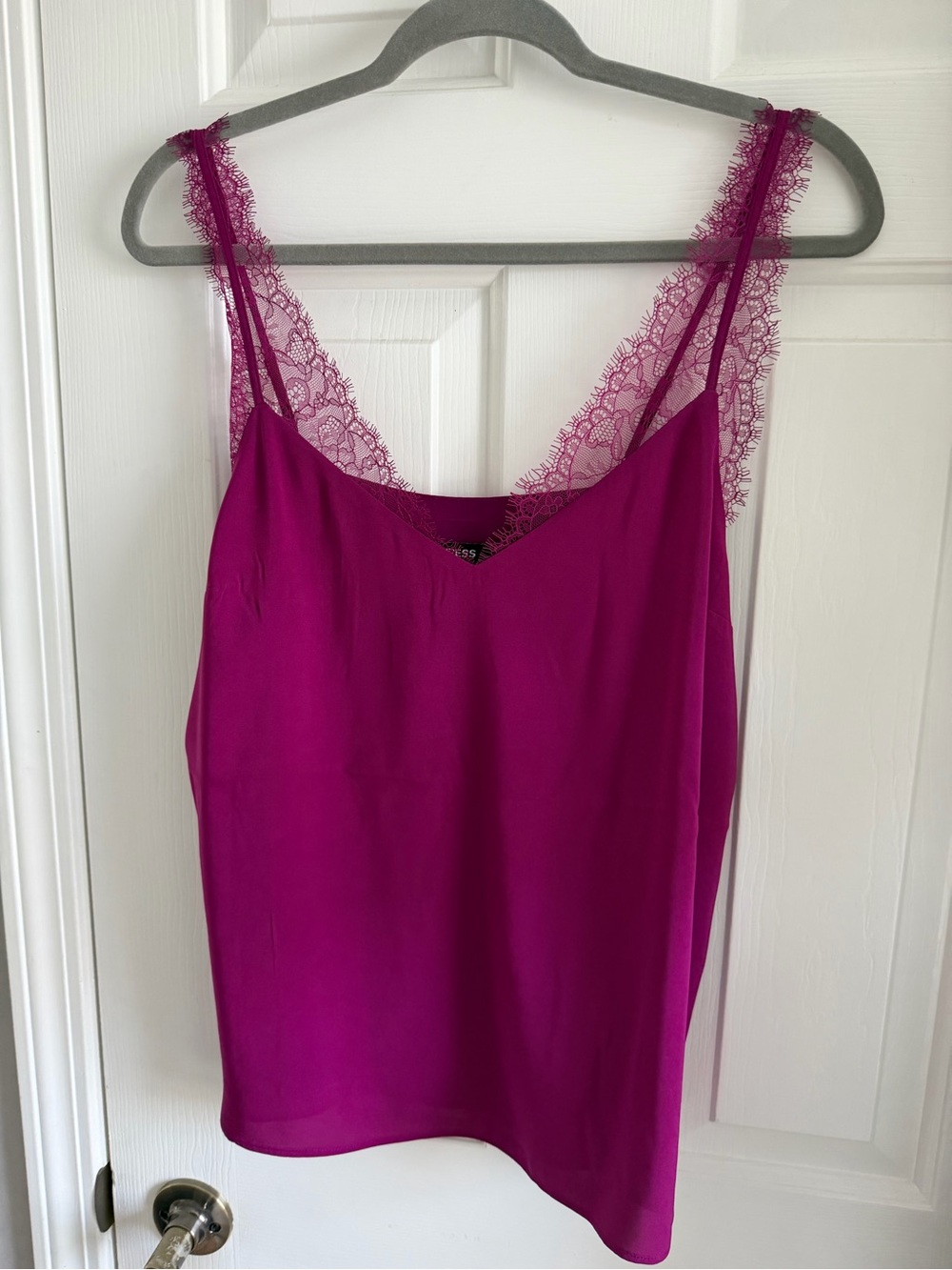 Express Fuchsia Lace-Trim Camisole